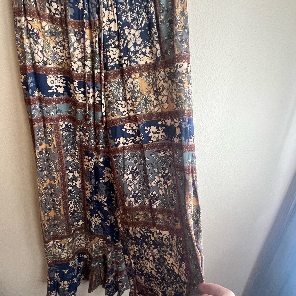 Three Bird Nest Blue and Brown Wide Leg pants